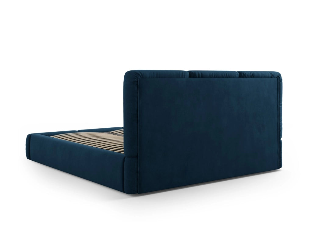 Cosmopolitan Design - Letto a cassettone con testiera "Nicolas" 180x200cm in ciniglia blu reale 