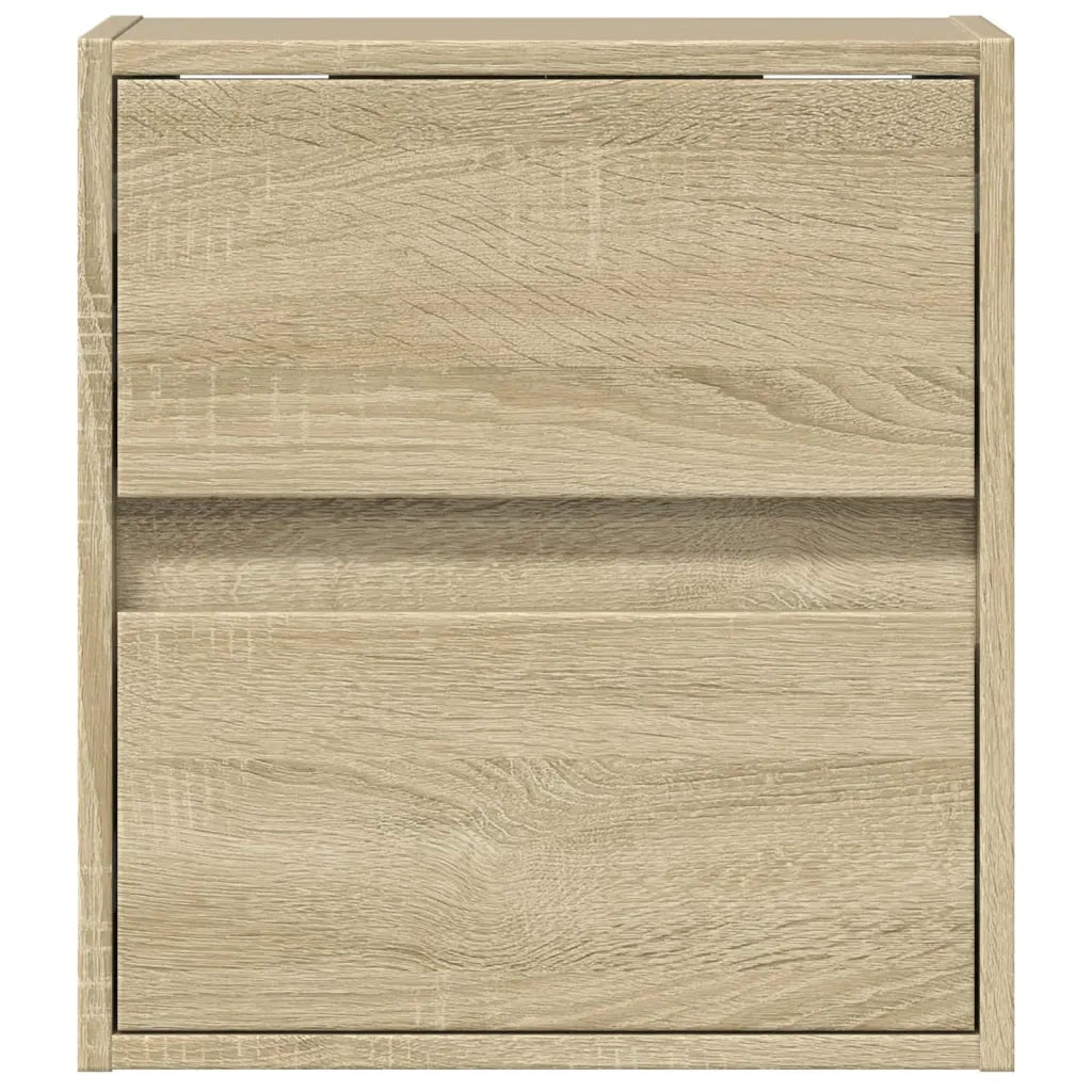 Comodino a Parete con luci LED Rovere Sonoma 3307965