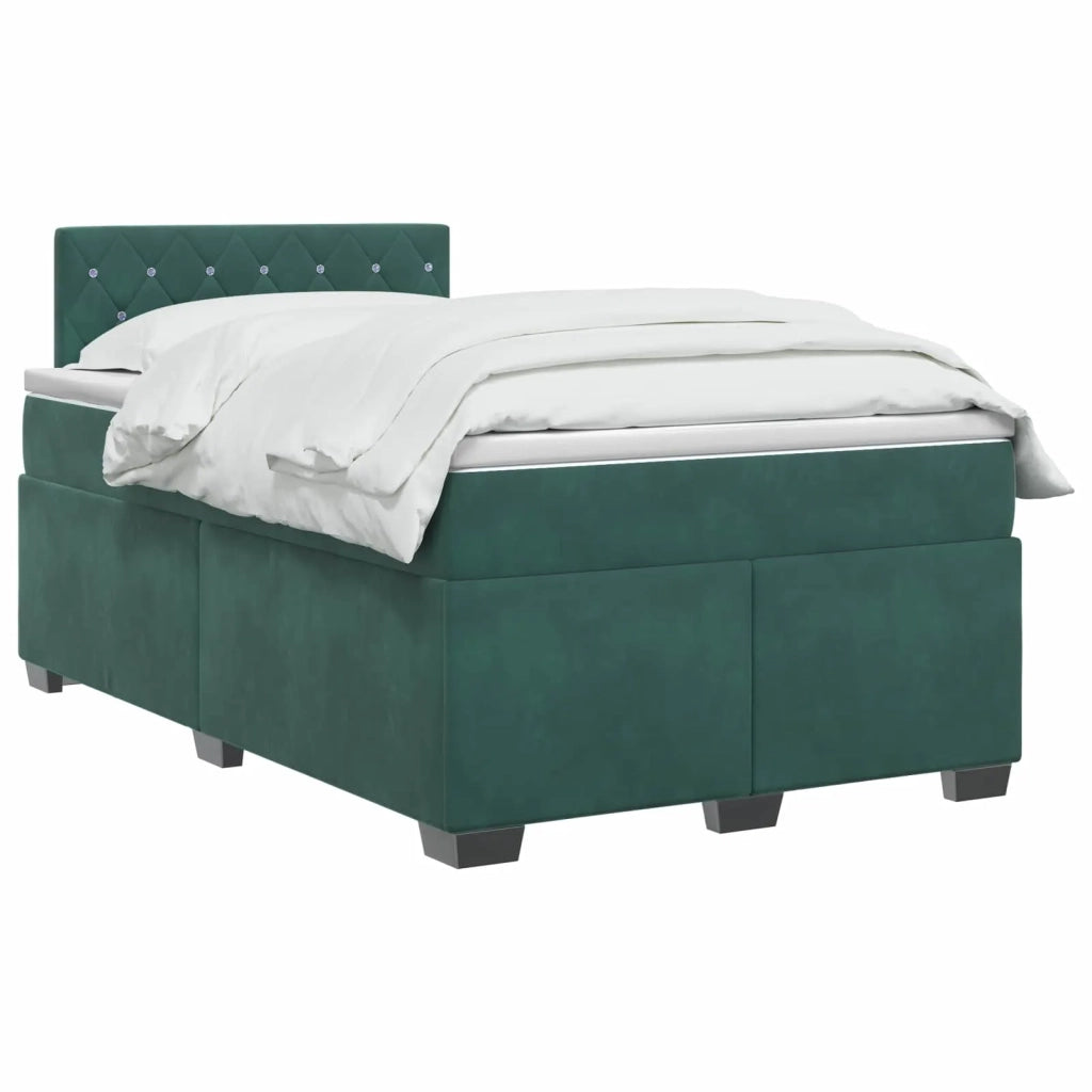 Letto con Box Spring, Materasso e LED Verde Scuro 120 x 190 cm 3452135