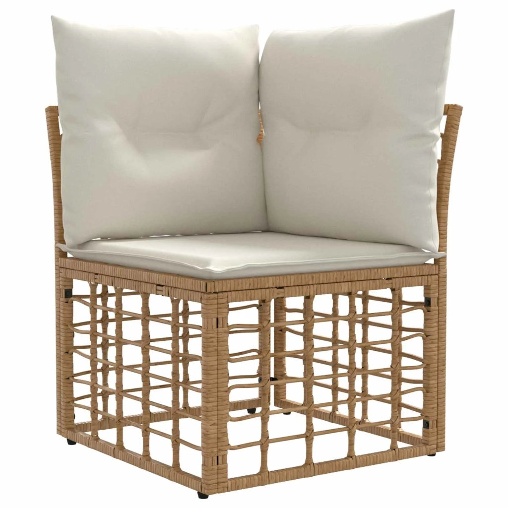 Set di divani da esterno con cuscino 3 pz | Set Salotto da Giardino Naturale Poliestere