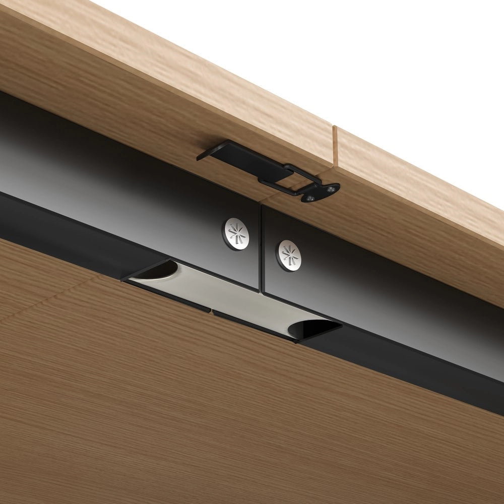 Scrivania Pieghevole con Libreria 2-in-1 ¨C Xylo ¨C Bianca, Ripiani Regolabili, Angolare, Presa USB