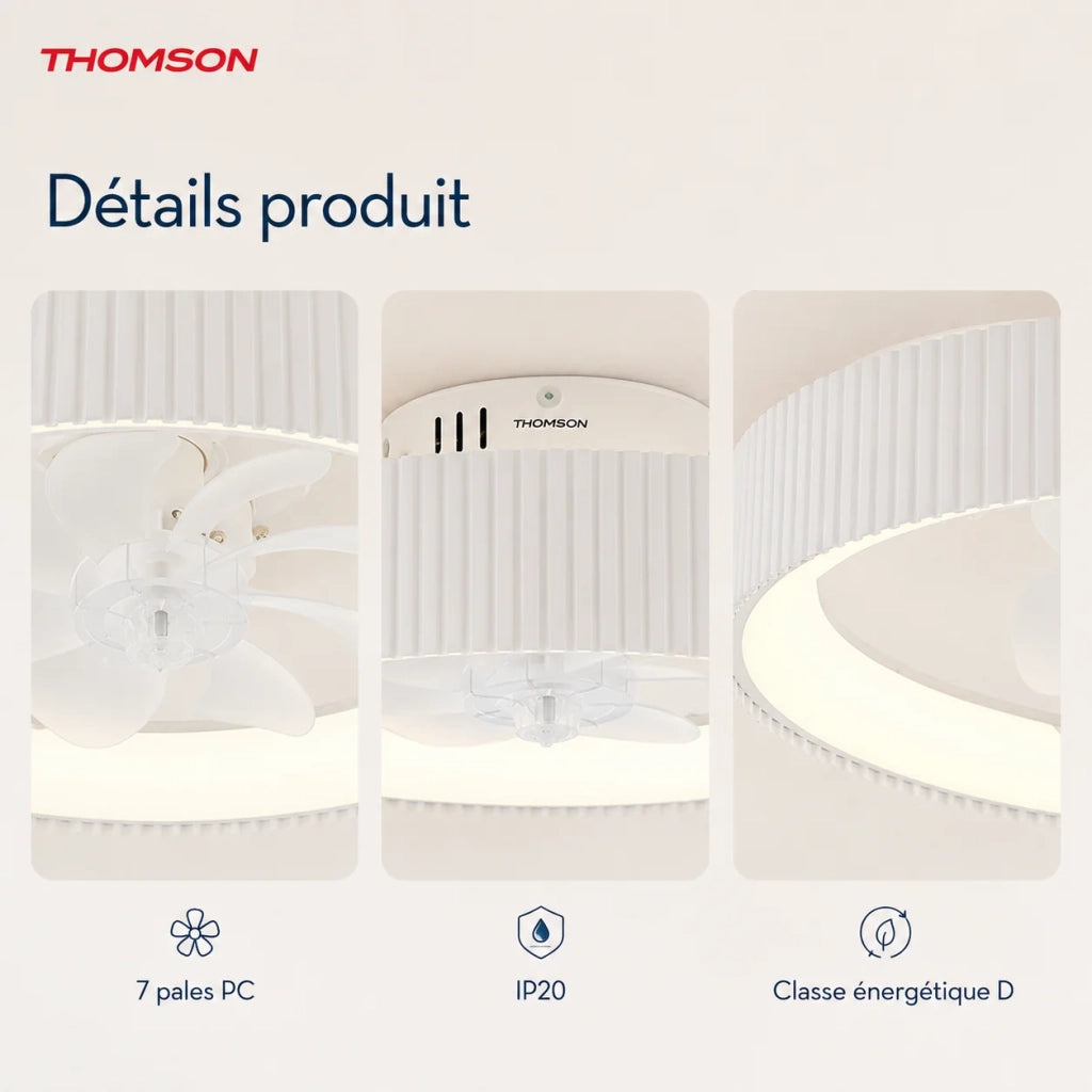 Ventilatore da soffitto con luce e telecomando incluso THOMSON LILA