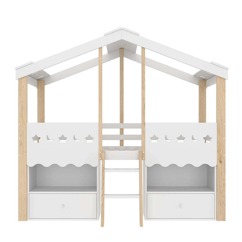 Letto mezzano - Xylo - 90x200 cm a casetta LED