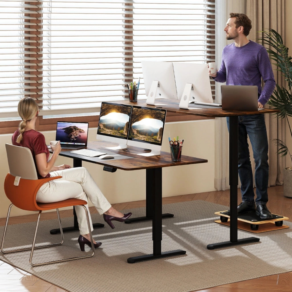 Scrivania elettrica regolabile per computer e sedia ergonomica da ufficio, Scrivania in piedi e sedia girevole con poggiatesta-Ufficio e studio