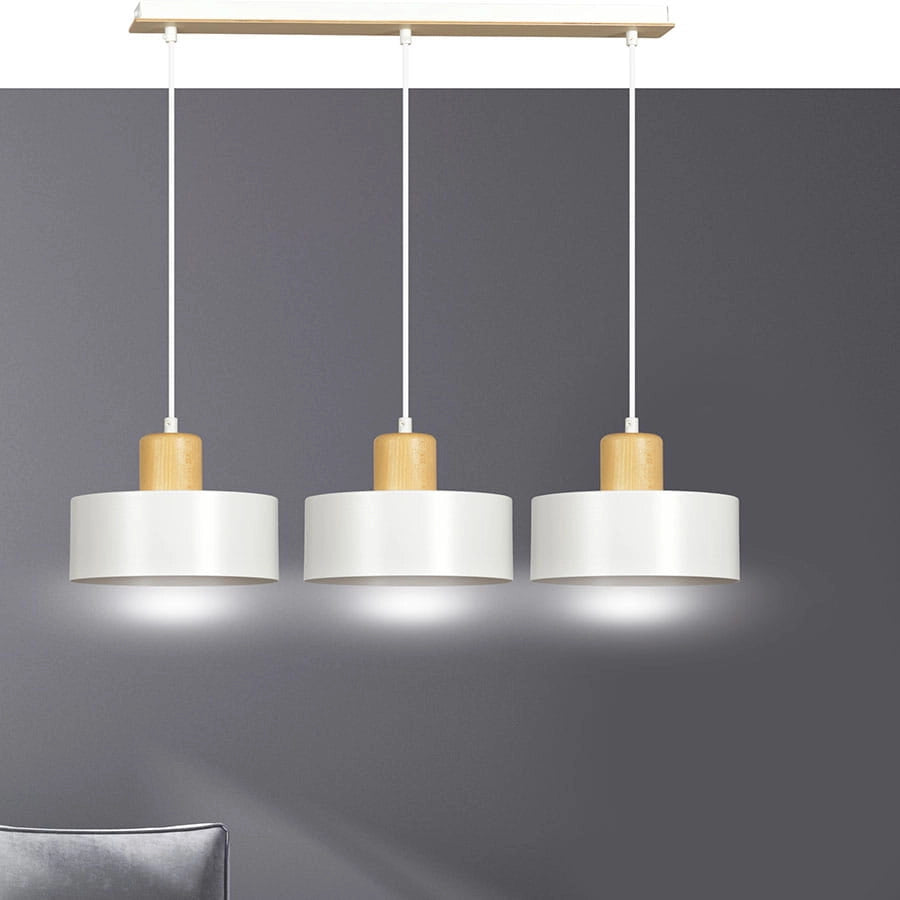 Lampadario Emibig TORIN 3, 3xE27 bianco legno chiaro