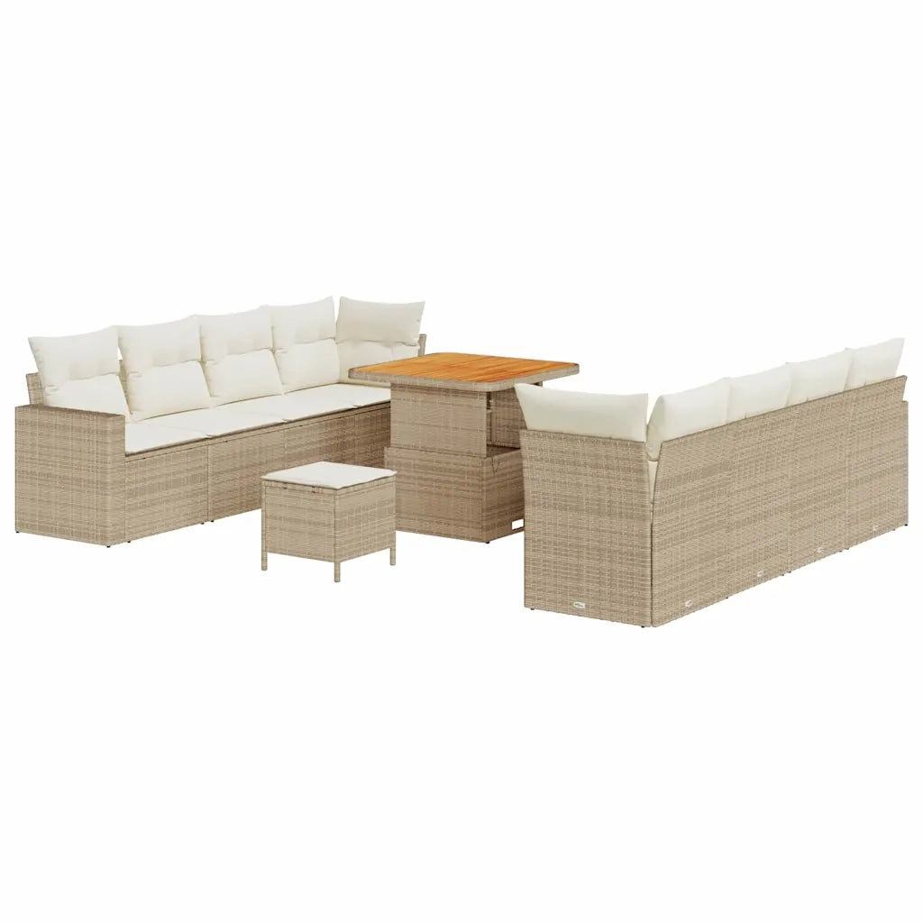 Set Divano da Giardino 12 pcs Beige e Crema polyrattan 3363536