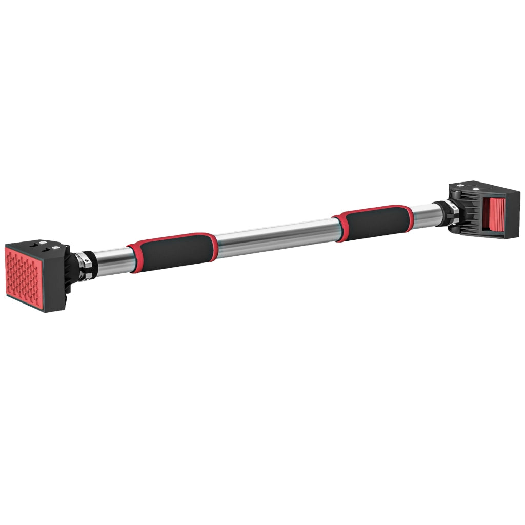 Sbarra da palestra per porta ¨C zephmum ¨C regolabile, senza fori, acciaio, nero/rosso, 75-92x10x7 cm