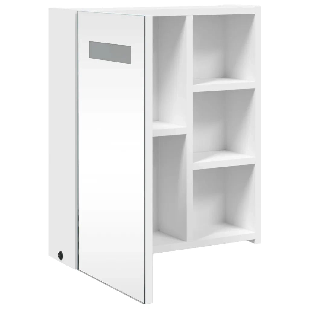 Armadietto Bagno con Specchio e LED Bianco 45x13x52 cm 357965