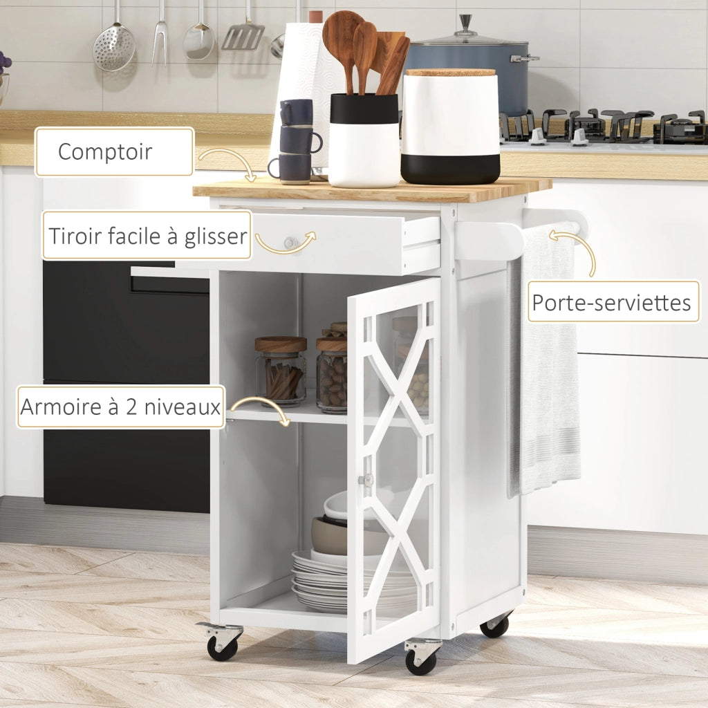 Tavolino da cucina con ruote ¨C Minimal ¨C Bianco