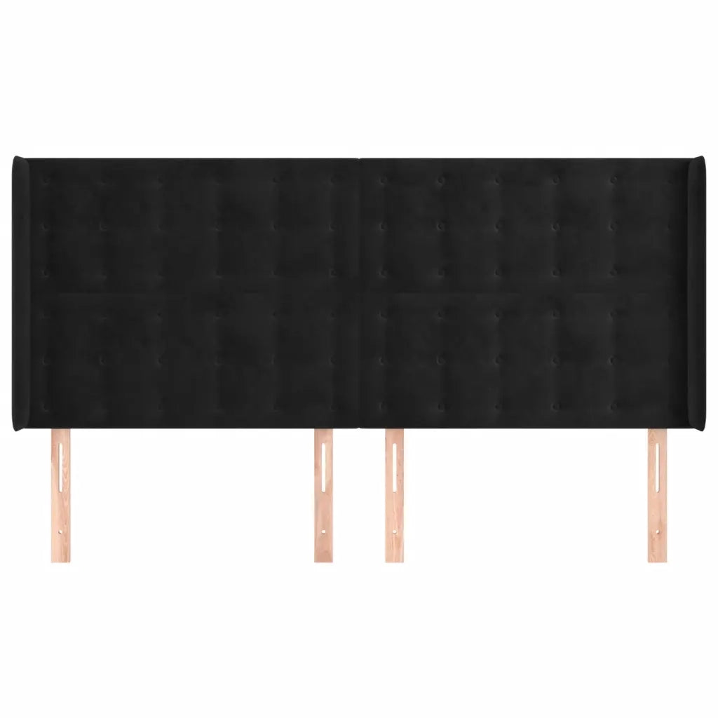 Testiera ad Orecchio-Testata con Orecchie Nera 163x16x118/128 cm in Velluto 145231
