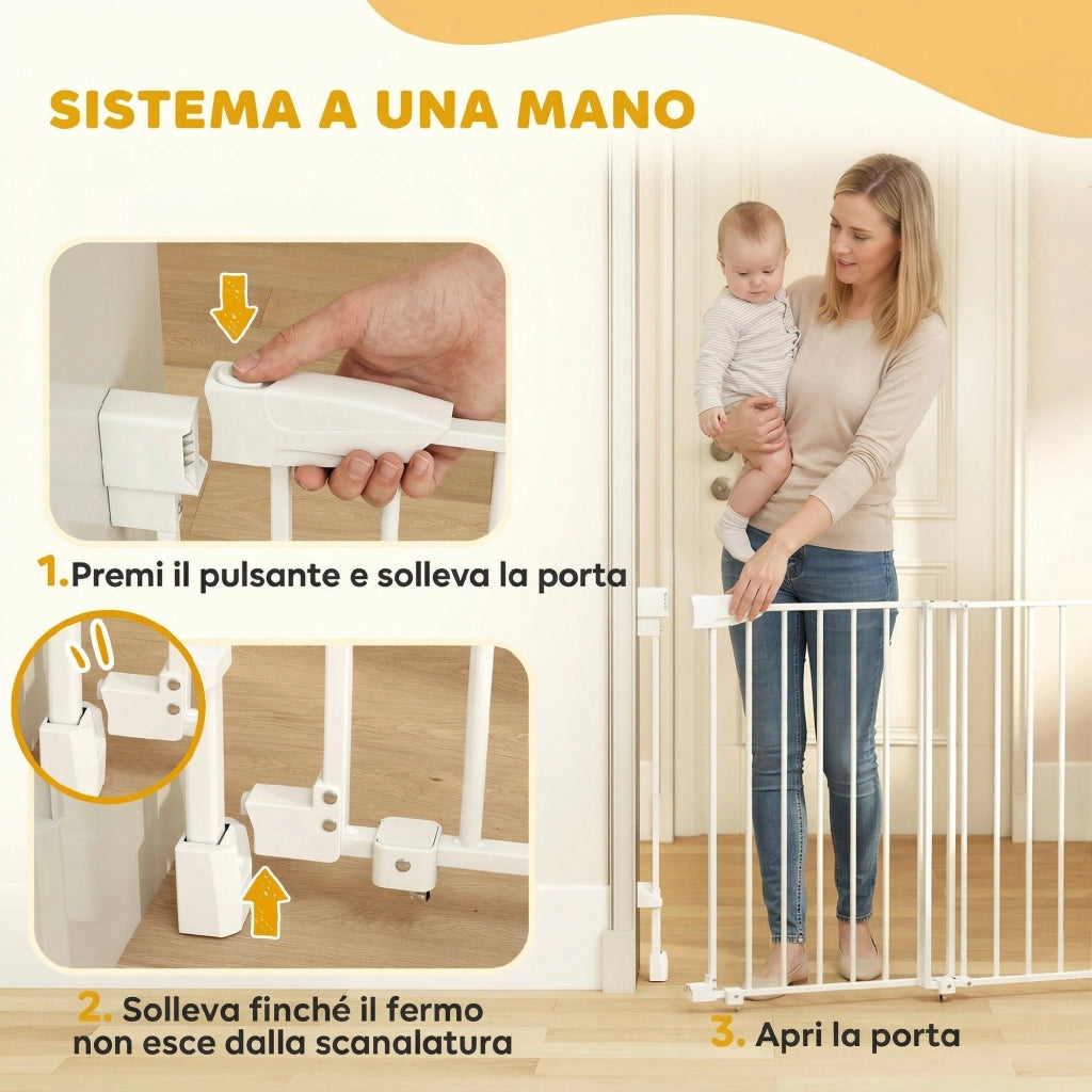 Cancelletto di Sicurezza per Cani ¨C Xylo ¨C 74.5-111.5x74.5 cm, Bianco