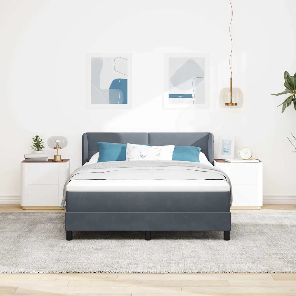 Letto a molle con testiera Grigio scuro 160 x 200 cm Velluto 3340395