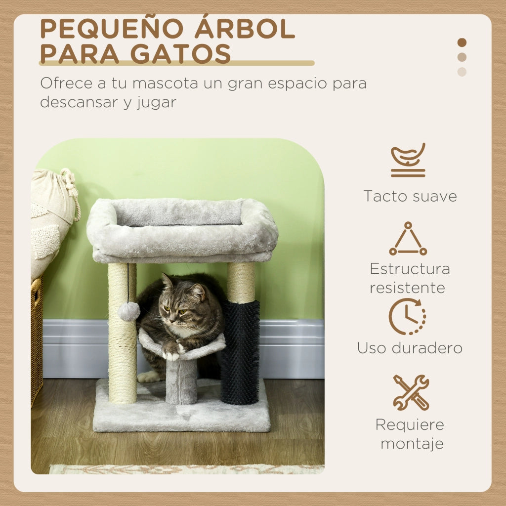 Albero per Gatti con Cuscino e Poste Graffiatoio ¨C zephmum ¨C Grigio 40x40x48 cm