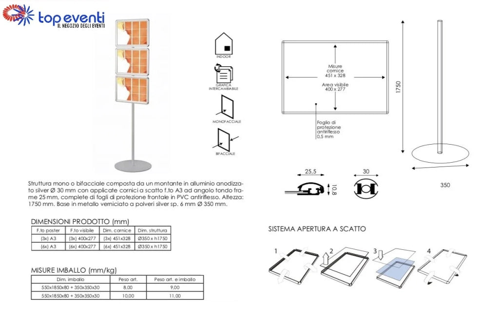Porta Comunicazioni con A3 orizzontale Multiple - Bifacciale (6 x A3)