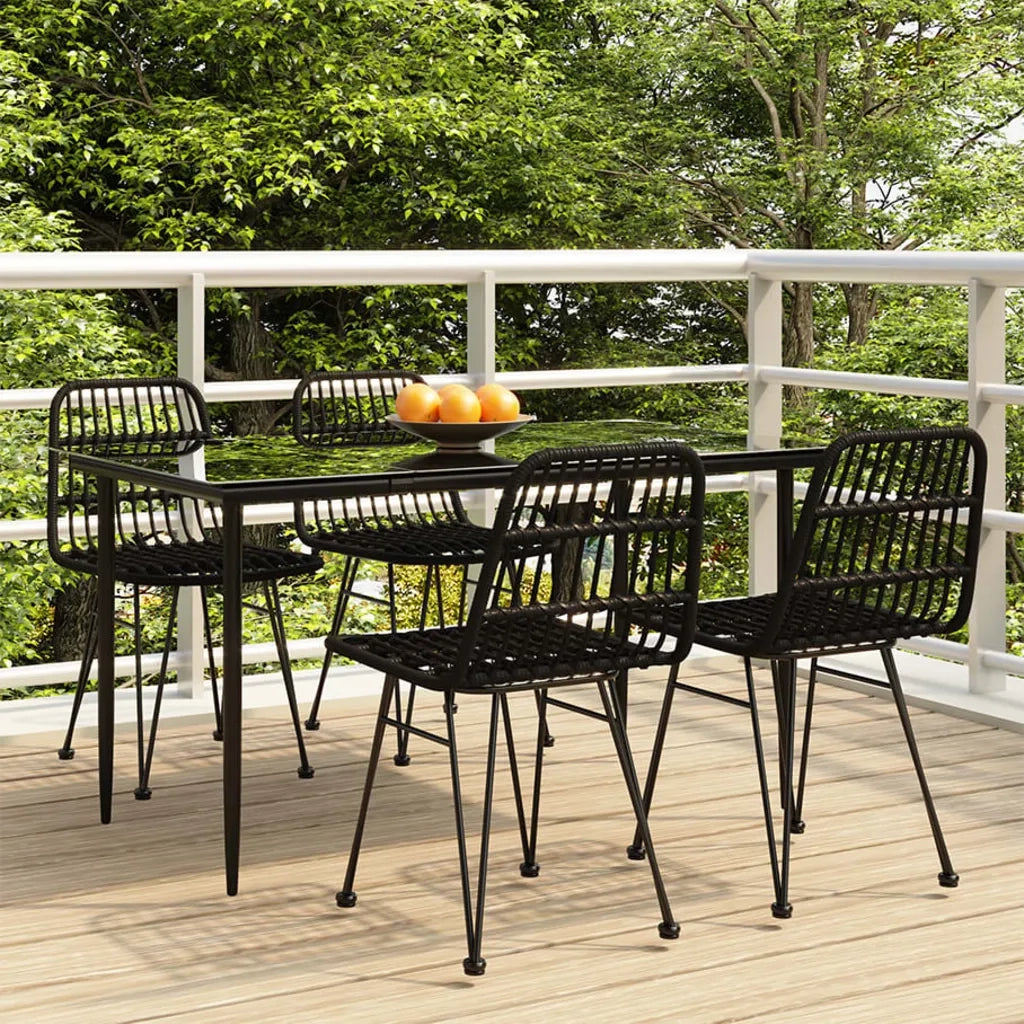 Set da Pranzo da Giardino 5 pz Nero in Polyrattan 3157882