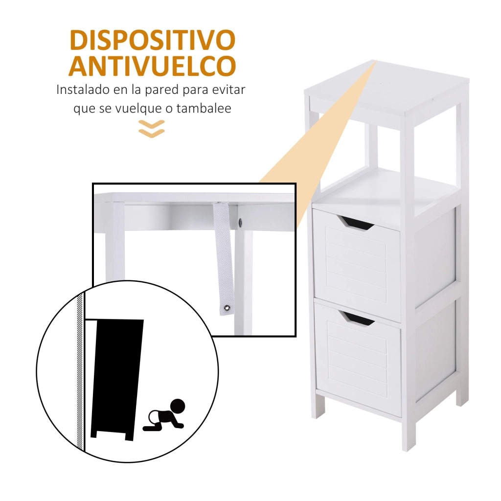 Mobile Bagno con Anta e Cassetti ¨C Minimal ¨C Bianco 30x30x89 cm