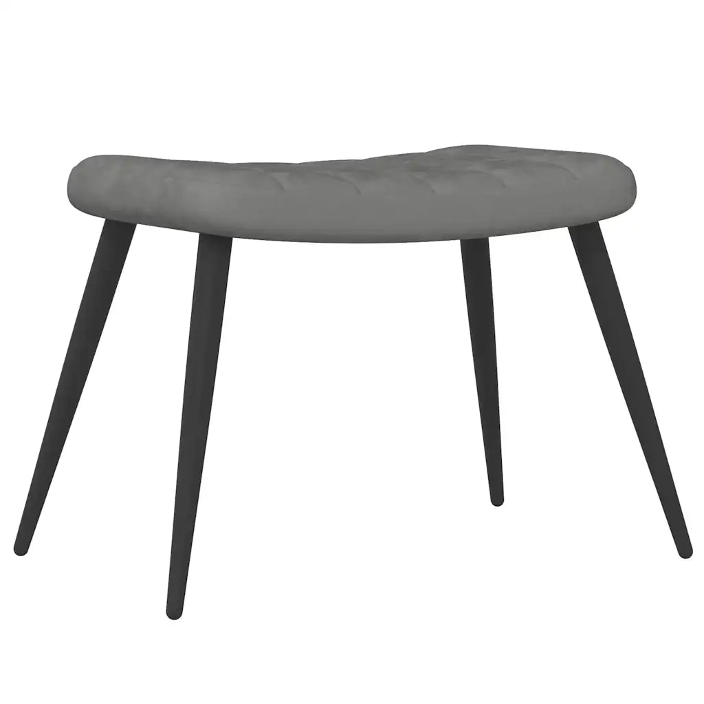 Poltrona Relax | Sedia Relax con Sgabello Grigio Scuro in Velluto