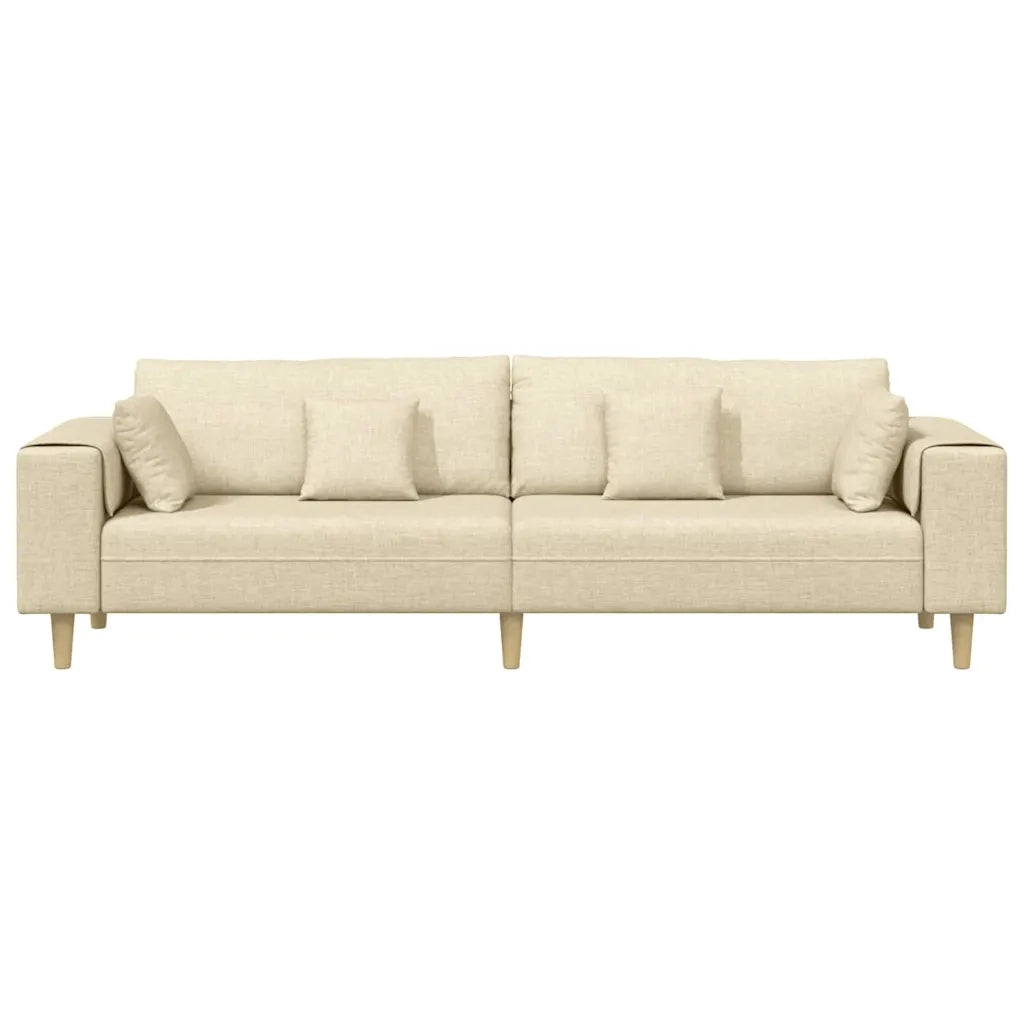 Divano con cuscino Crema 250 x 77 x 76 cm Tessuto 3335149