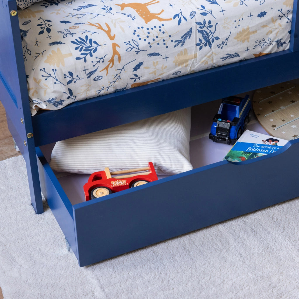 Letto blu scuro per bambini 190x90cm con cassetti ADAM