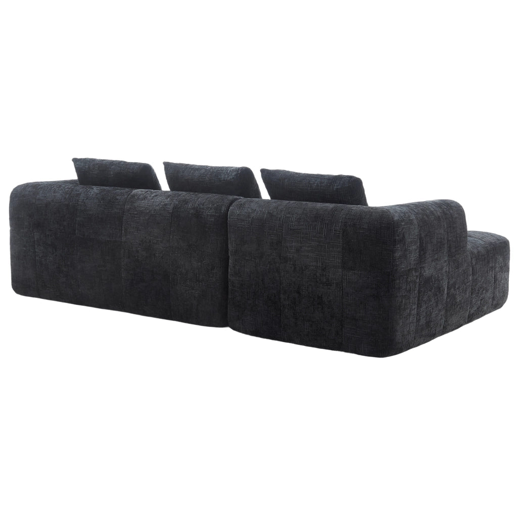 Divano componibile con chaise longue; 250x158x60 cm; chenille nero