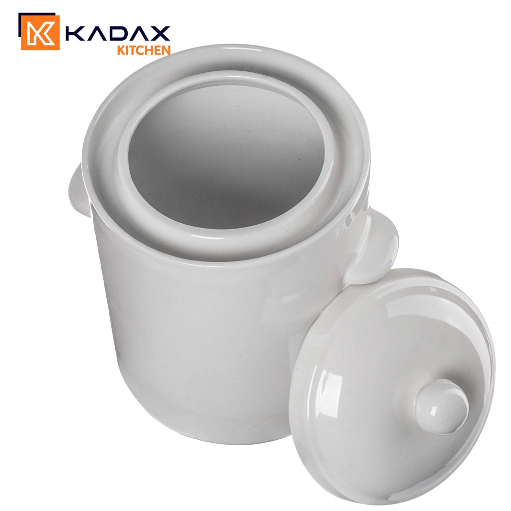 Vaso KADAX a forma di barile per sottaceti con collarino, 5 litri, in gres per cavoli e cetrioli.