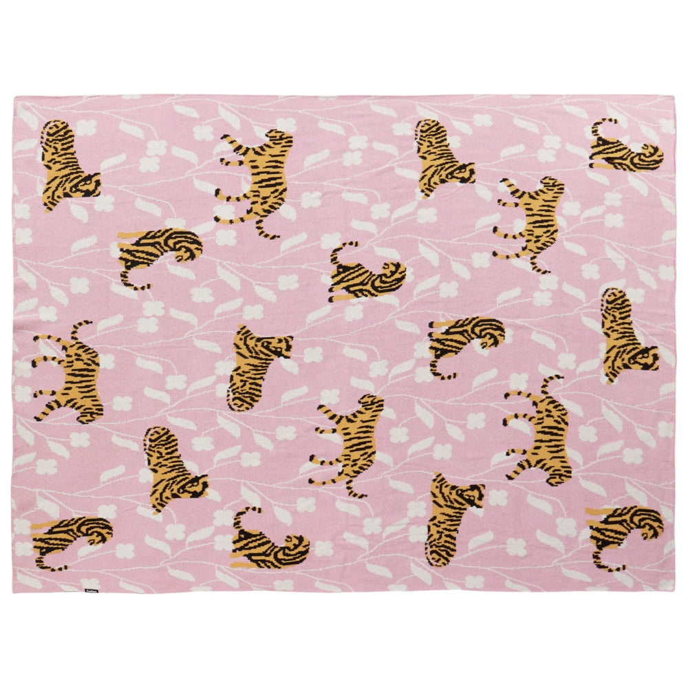 Coperta per bambini Cotone rosa 130 x 180 cm Lancio per il letto Accogliente motivo tigrato Camera da letto Camera dei bambini Design moderno