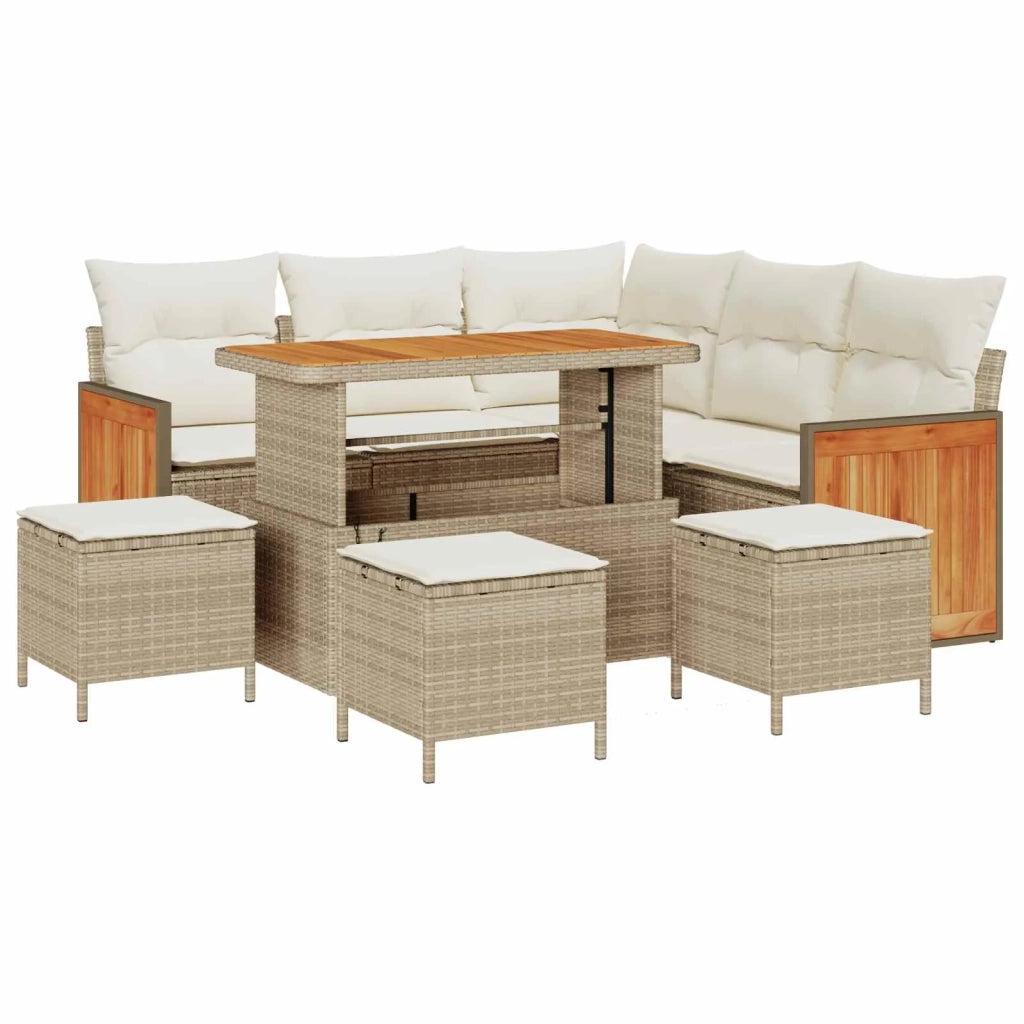 Set Divano da Giardino con cuscino 9 pcs Beige e Crema 3363181