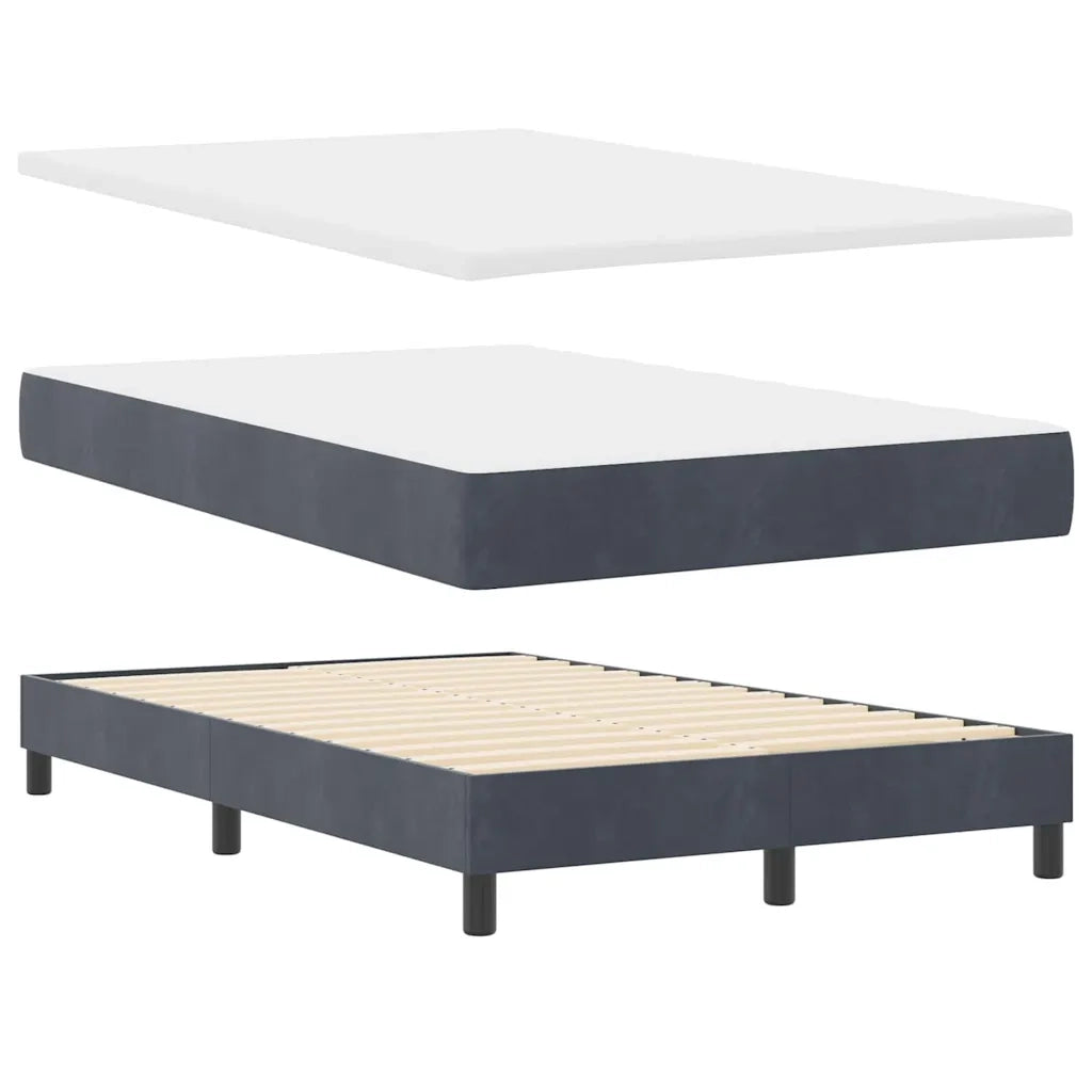 Letto a Sorgente LED con led Grigio scuro 120 x 200 cm Velluto