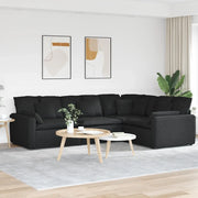 Divano Modulare con Cuscini in Tessuto Nero 3321149