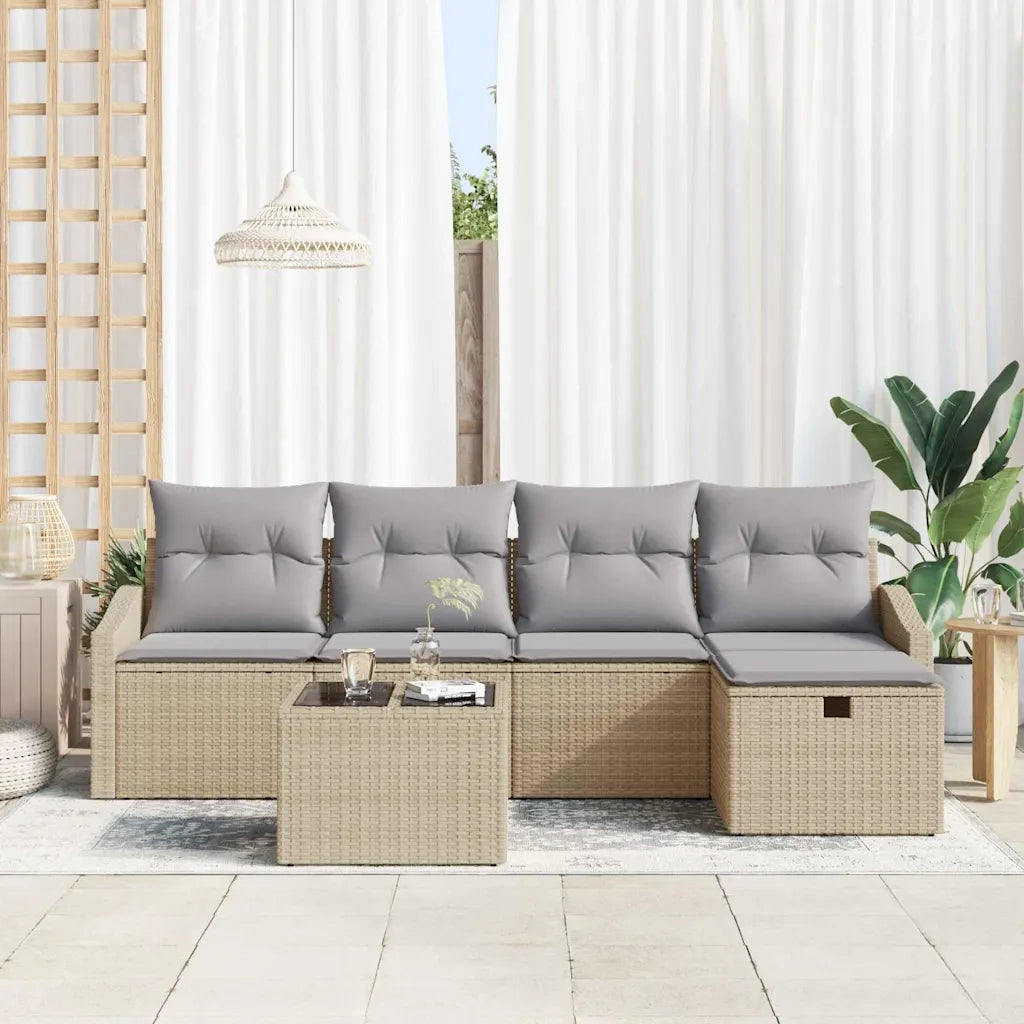 Set di divani con cuscino 5 pcs polyrattan