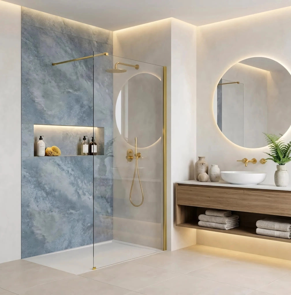 Parete Doccia Rea Flexi Transparent / Gold 70