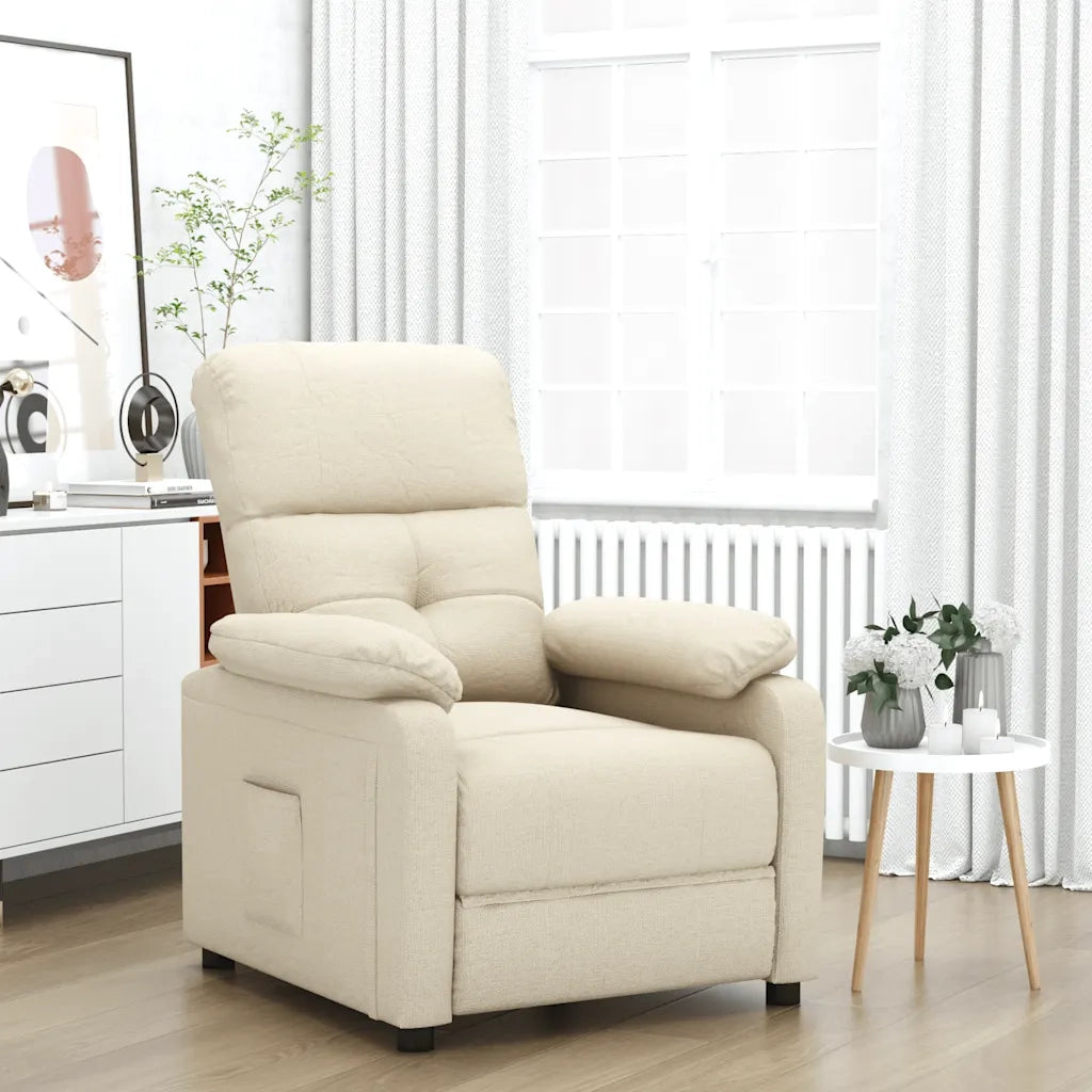 Poltrona | Sedia Relax Reclinabile in Tessuto Crema