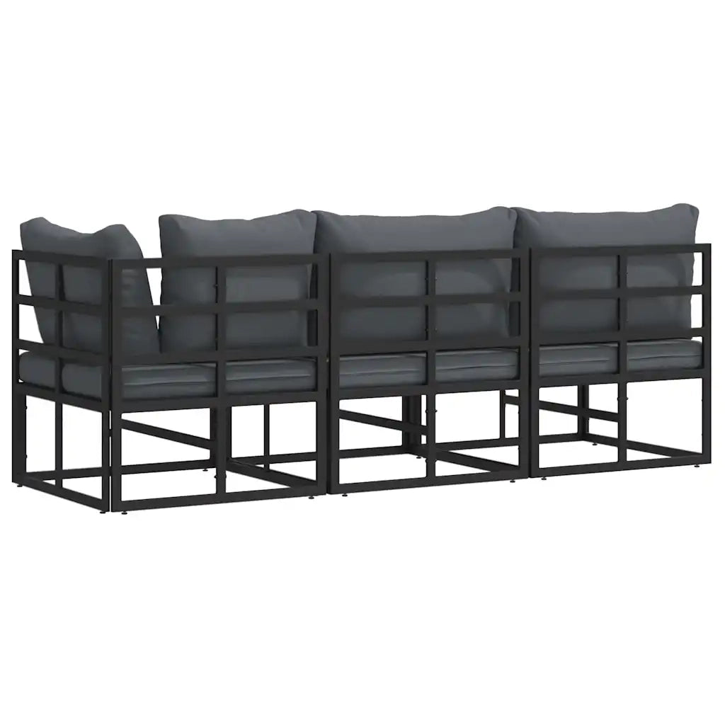 Mobili da Esterno con cuscino 3 Pezzo Nero e antracite Metallo 42008025