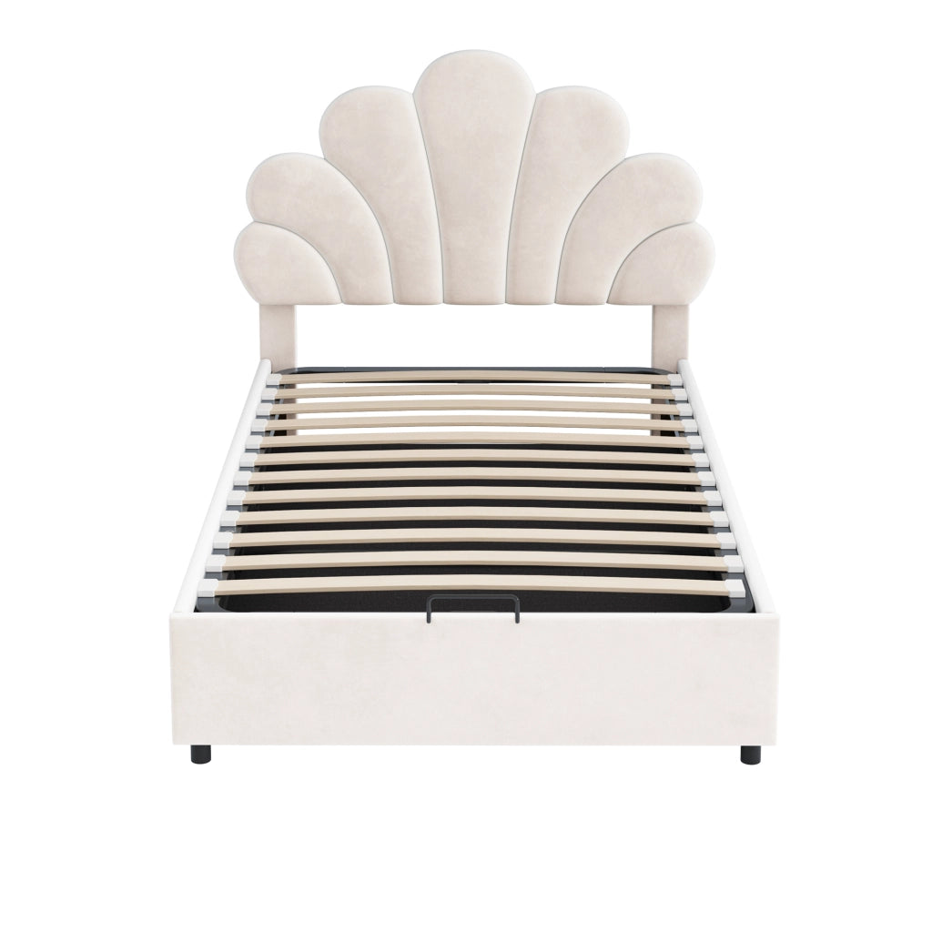 letto imbottito velluto beige 90 x 200 cm
