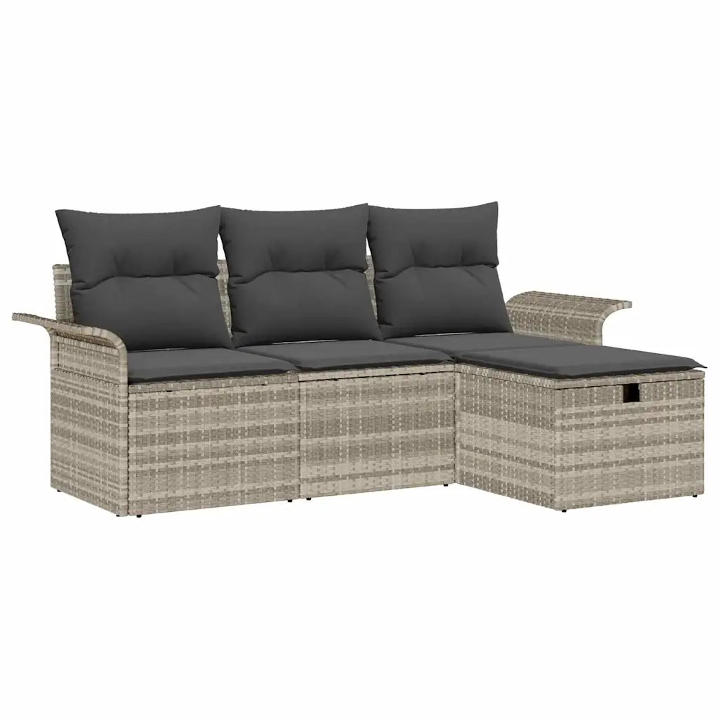 Set Divano da Giardino con cuscino 4 pcs Poly Rattan