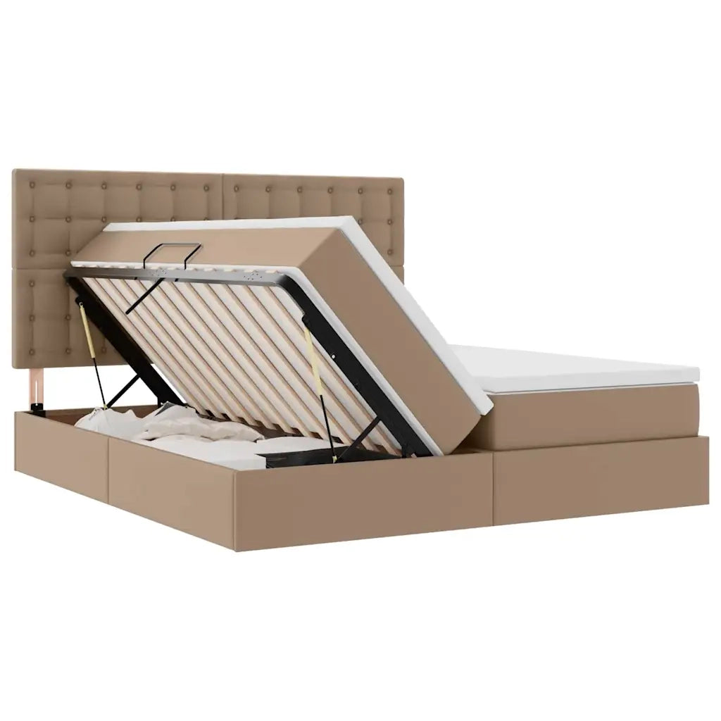 Letto con contenitore e materasso Cappuccino 200 x 200 cm 3372184