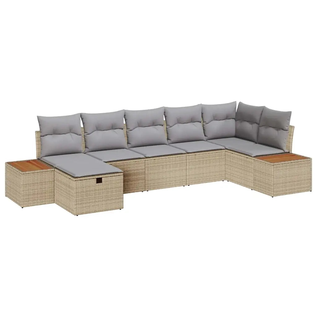 Set Divano da Giardino con cuscino 7 pcs Beige Poly Rattan 3360974