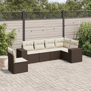 Set Divano da Giardino 6 pz con Cuscini Marrone in Polyrattan 3222632