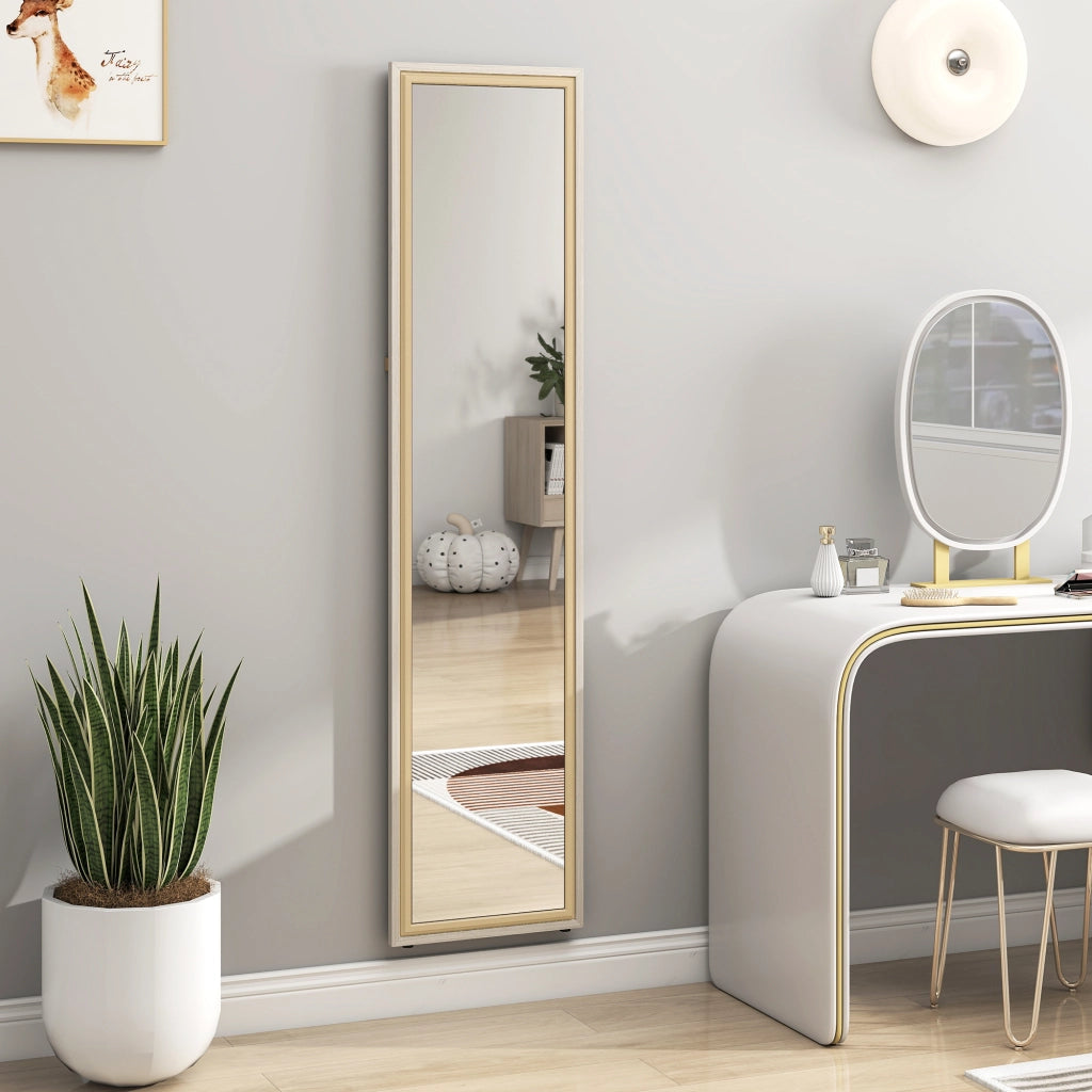 Specchio a Pieno Corpo Inclinabile ¨C Minimal ¨C Bianco e Naturale 157x37 cm