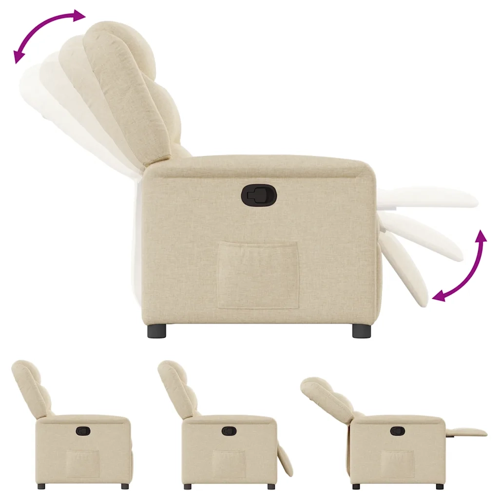 Poltrona | Sedia Relax Reclinabile in Tessuto Crema