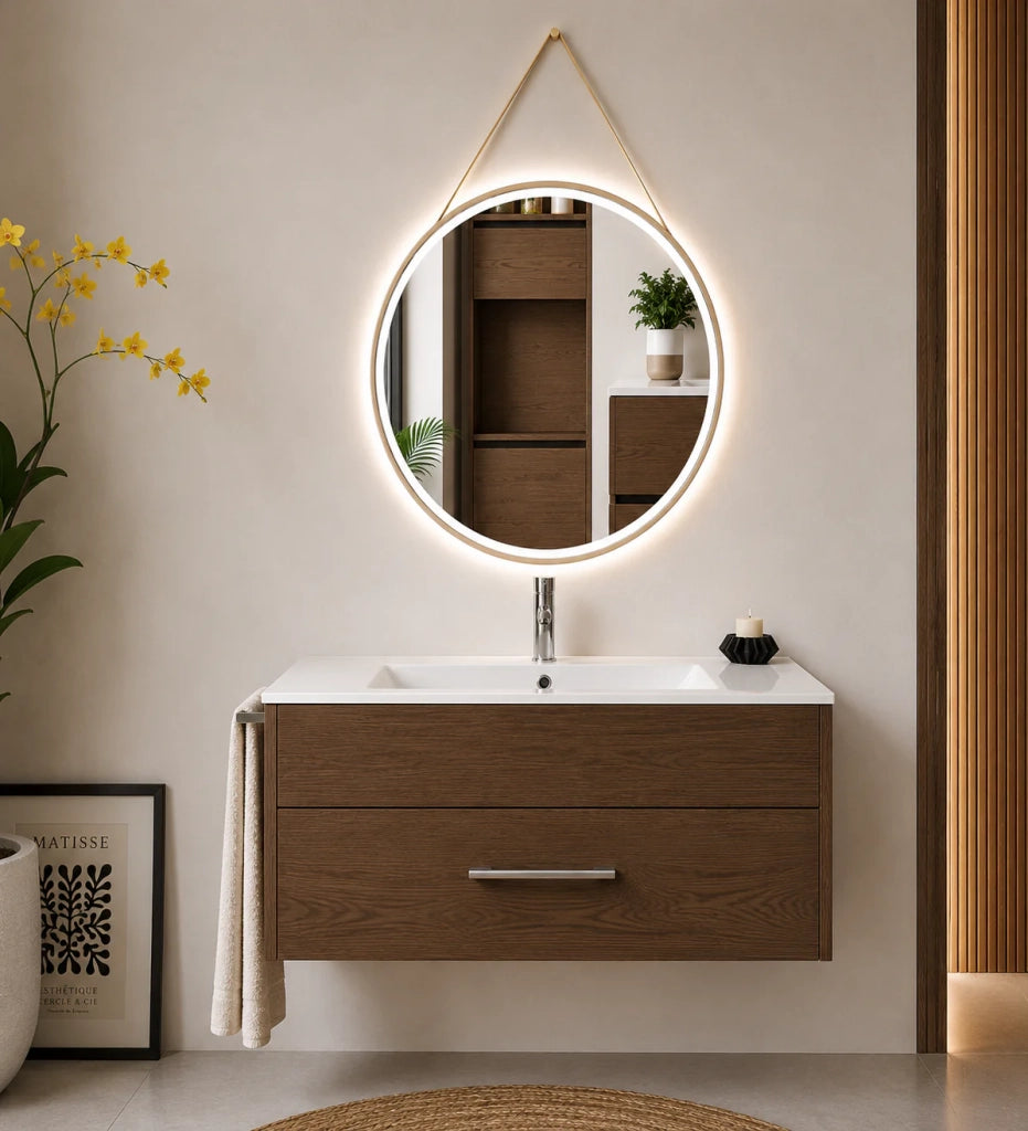 Mobile bagno con lavabo ORIGENBATH FLORENCIA senza specchio 90x45 cm frassino tea