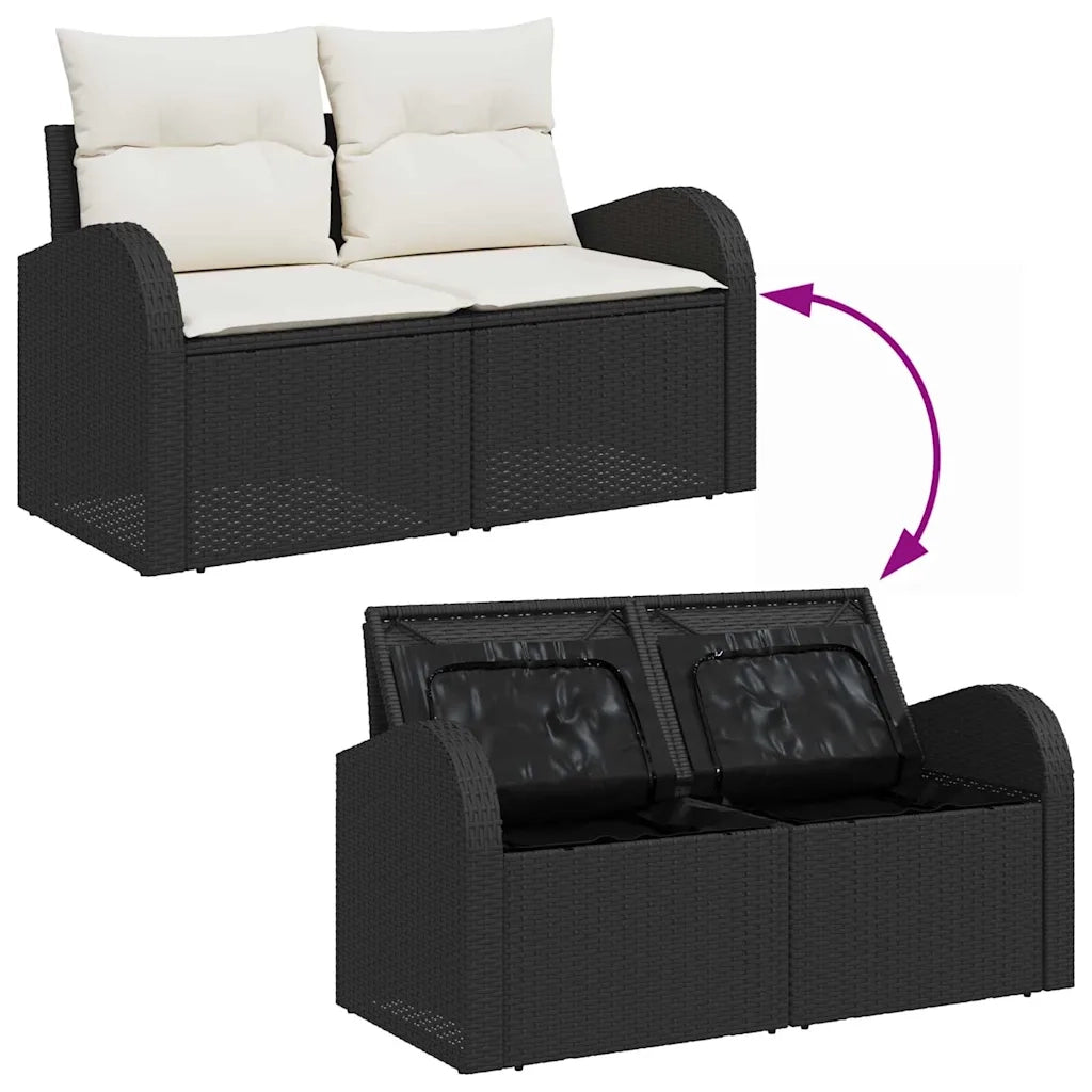 Set Divano da Giardino 8 pcs Nero e Bianco polyrattan