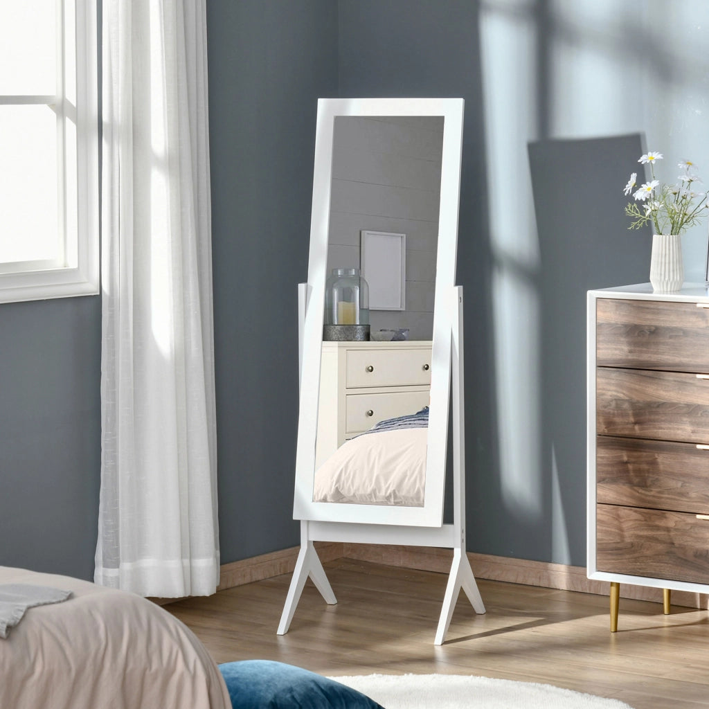Specchio da Terra con Supporto Regolabile ¨C Xylo ¨C Legno Bianco 47x46x148 cm