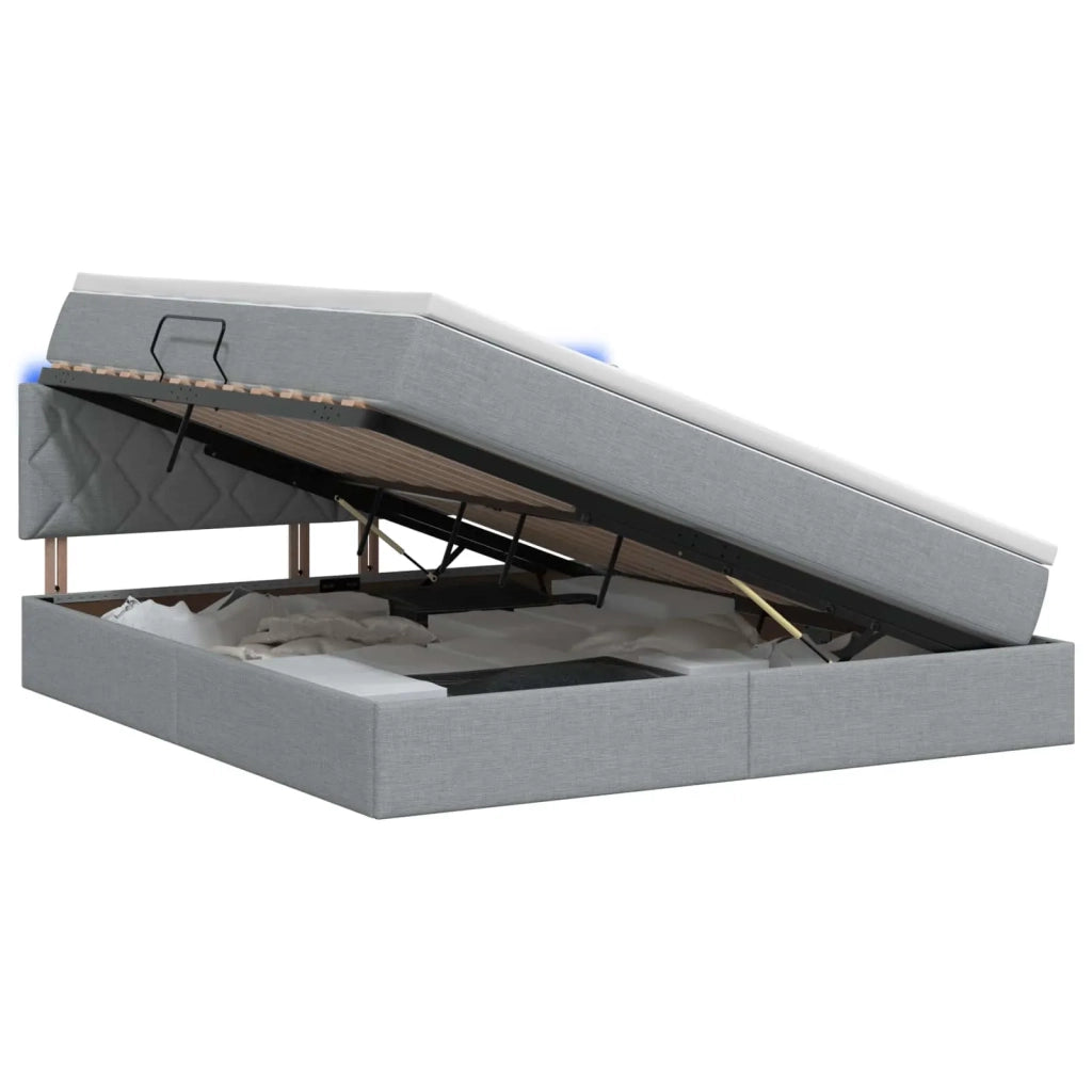 Letto con contenitore LED e materasso Grigio Chiaro 3459123