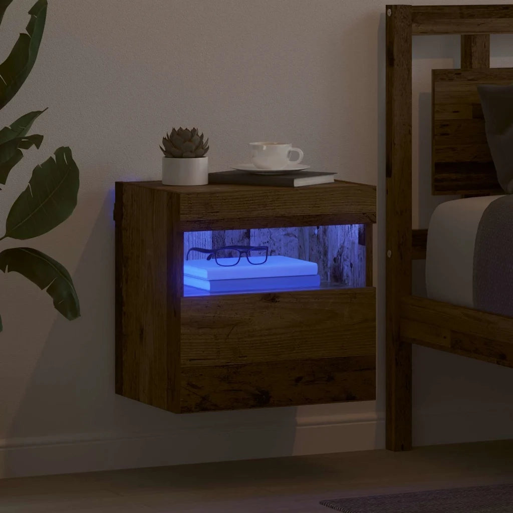 Mobile TV da parete con LED Legno vecchio 40 x 30 x 40 cm 882971