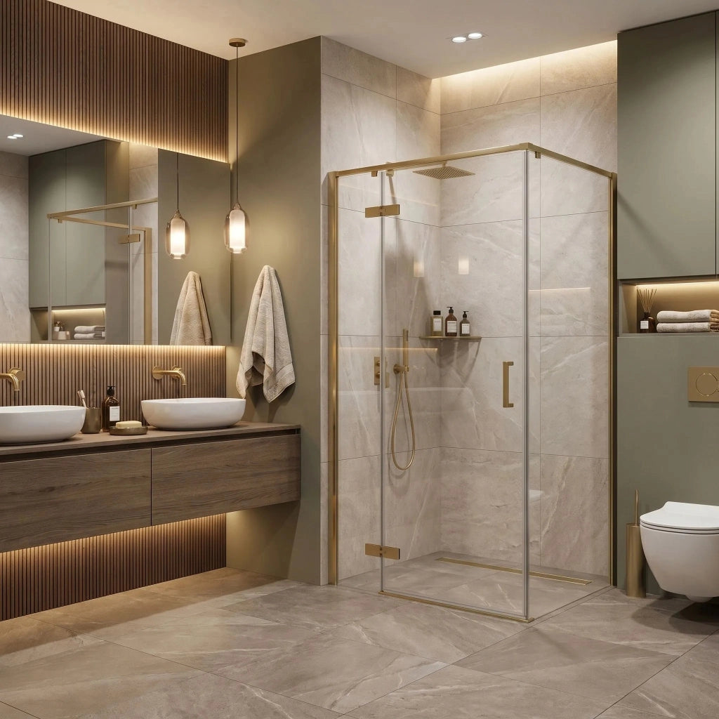 Cabina Doccia Rea Bruno 120x90 Brush Gold