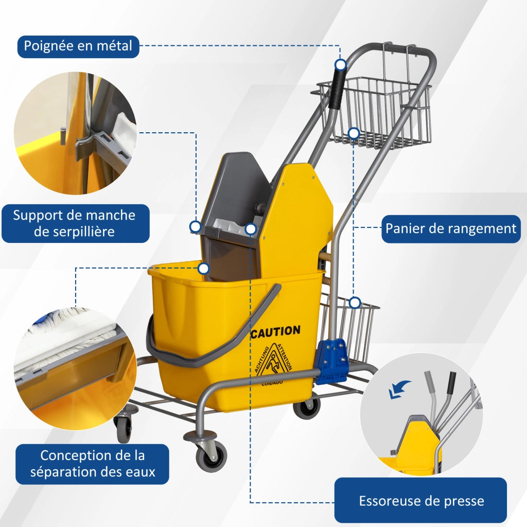 Carrello per pulizia ¨C Minimal ¨C giallo 26L con cestello