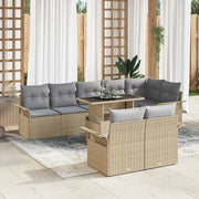 Set Divano da Giardino con cuscino 9 pcs Beige Poly Rattan 3348306