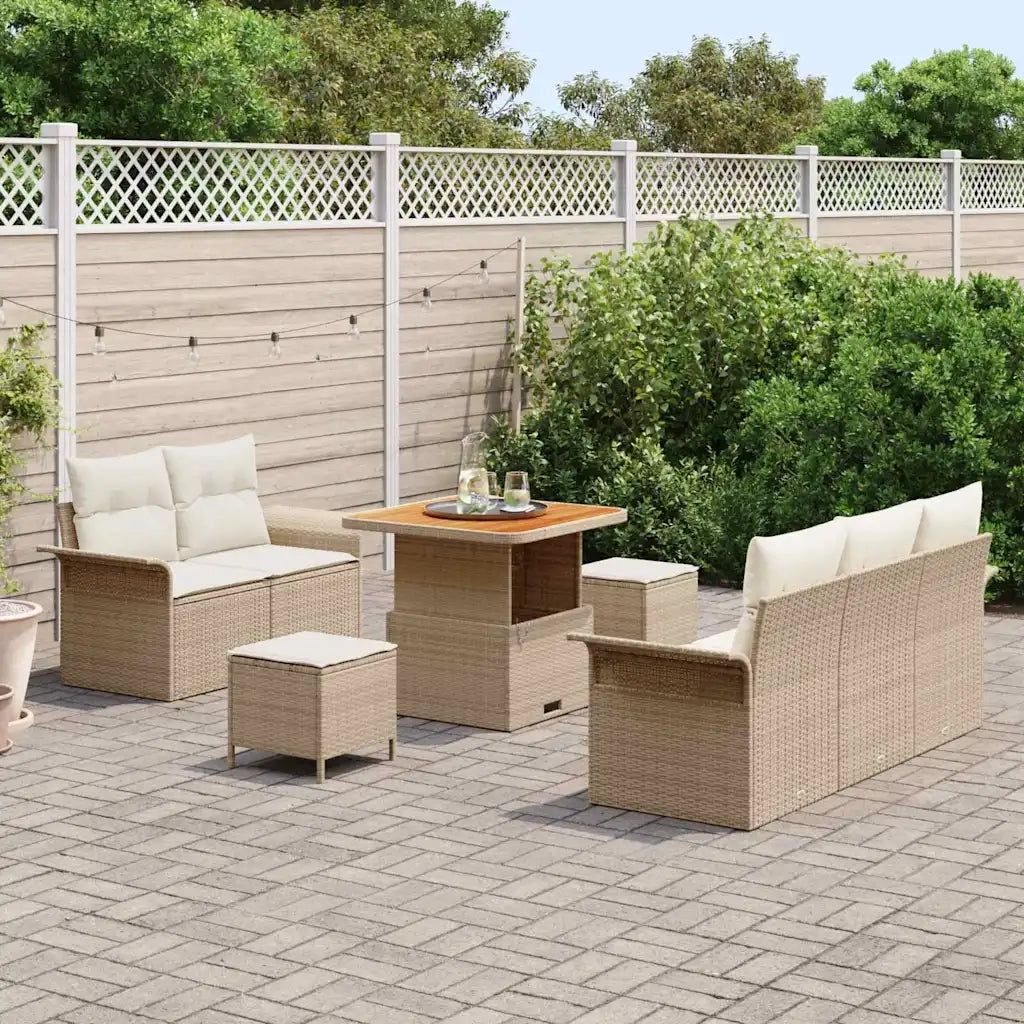 Set Divano da Giardino con cuscino 8 pcs Beige polyrattan 3362076
