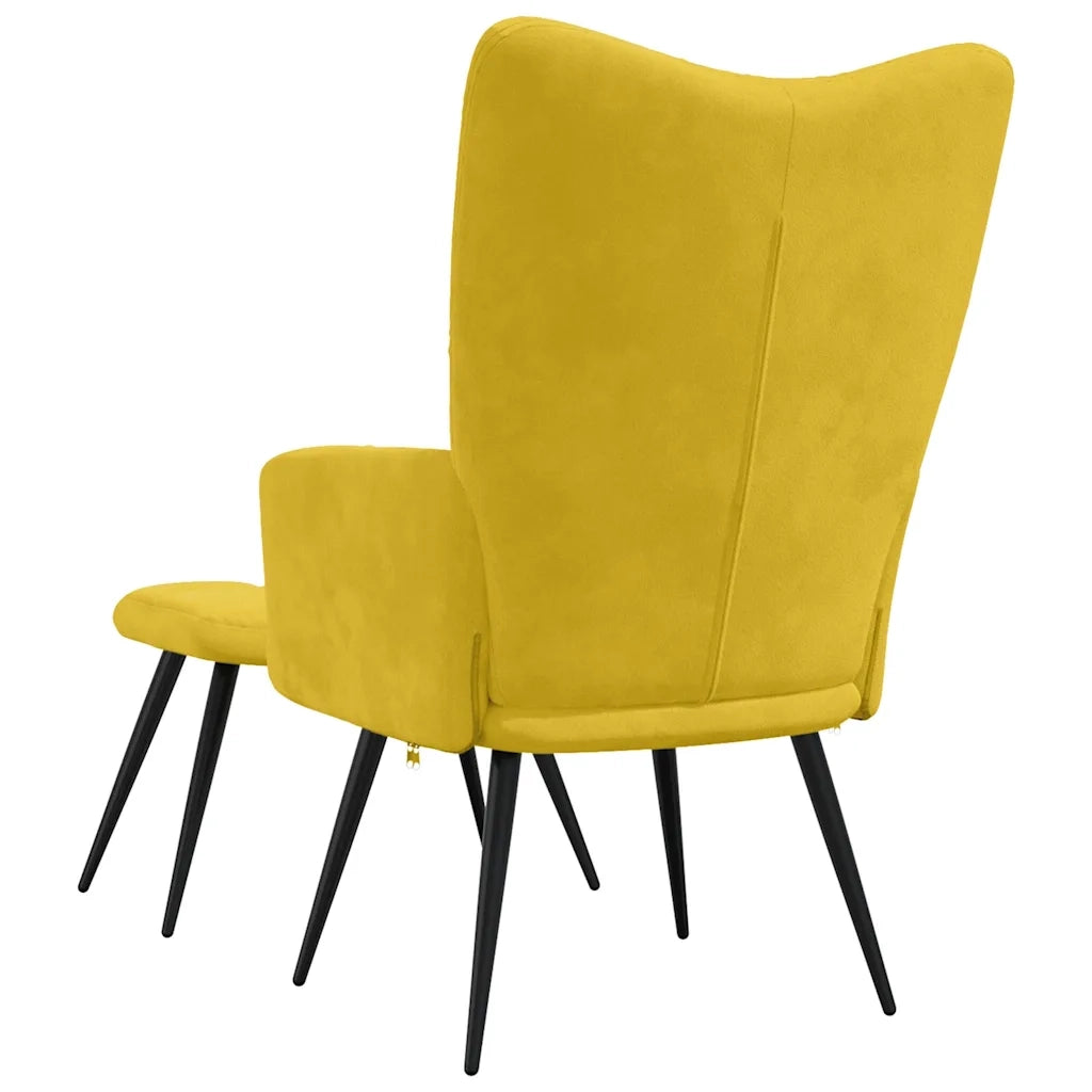 Poltrona Relax | Sedia Relax con Sgabello in Velluto Giallo Senape